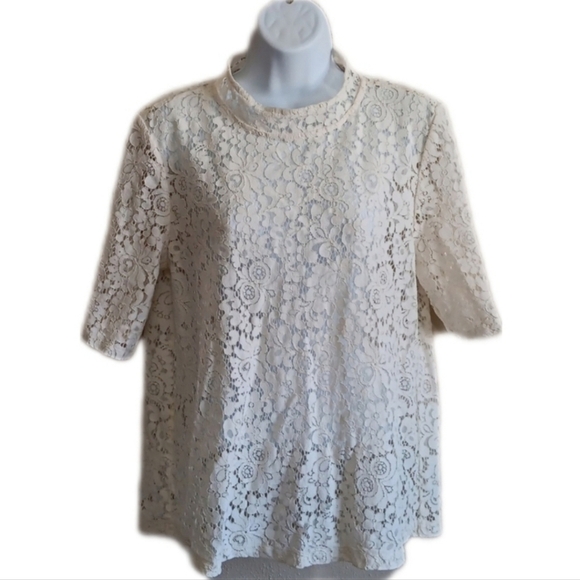 Floral Lace Transparent Victorian Top, Loft, Women's Medium - Picture 1 of 9